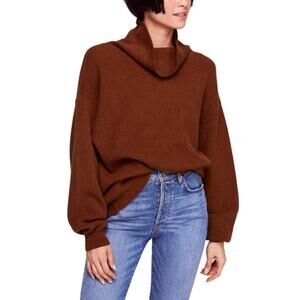 Free People Softly Structured Knit Tunic Sweater Terracotta Brown Small